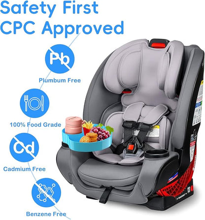 Kids Car Seat Tray, Travel Tray with Cup Holder for Toddler Baby, Kids Car Seat Food Snack Organizer for Road Trip, Stroller snack Organizer Travel Must Haves Toddler Must Haves (Sky Blue, 1 PCS)