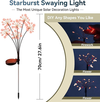 Solar Garden Lights 2 Pack Waterproof Swaying Starburst Light Solar Outdoor
