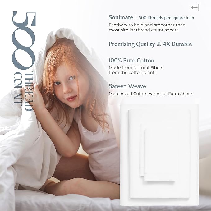 Mayfair Linen 100% Egyptian Cotton 2 Pack Full Sheet Set - Luxury 500 Thread Count Cotton Sheets Full Size (8 PC, Silver), Soft, Cooling, Sateen Weave, 16" Deep Pocket Hotel Quality Bed Sheet Set