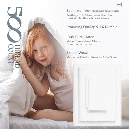 Mayfair Linen 100% Egyptian Cotton 2 Pack Twin Sheet Set - 500 Thread Count Cotton Sheets Twin Size (6 PC, Light Blue), Extra Soft, Cooling, Sateen Weave, 16" Deep Pocket College Dorm Room Bed Sheet