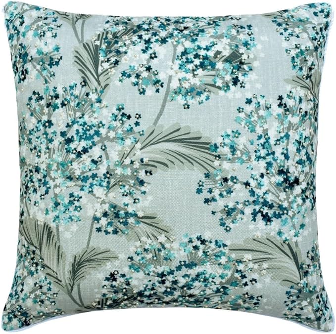 The HomeCentric King/Queen/Twin Blue Decorative CA King 86"x18" Bed Runner with Two Pillow Cover, Cotton & Pearl Embroidery Bed Scarf on Cotton Fabric - Blue Star Fauna