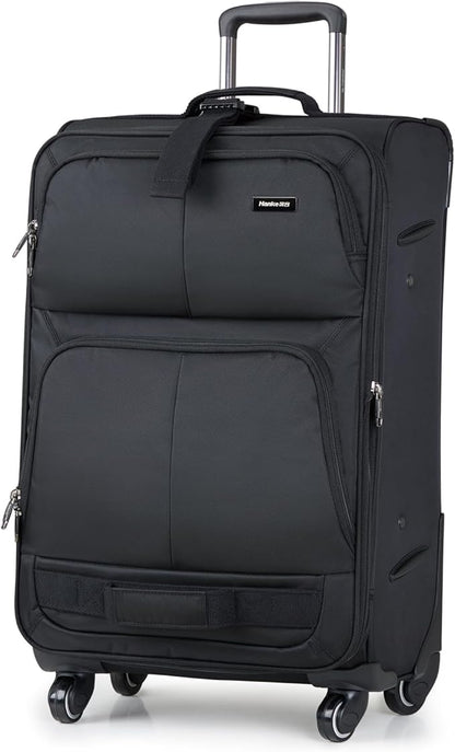 Hanke 28 Inch Softside Expandable Luggage with Spinner Wheels,Check Large Luggage Rolling Suitcase Travel Luggage with TSA Approved,Black