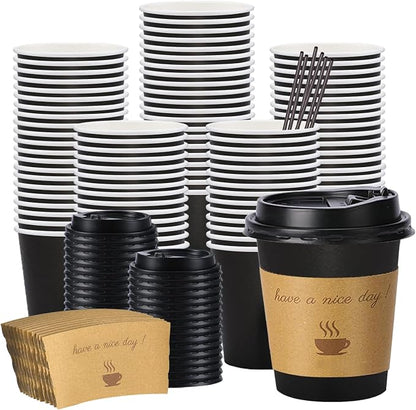 BYSNOW 100 pack 10 oz Disposable Coffee Cups
