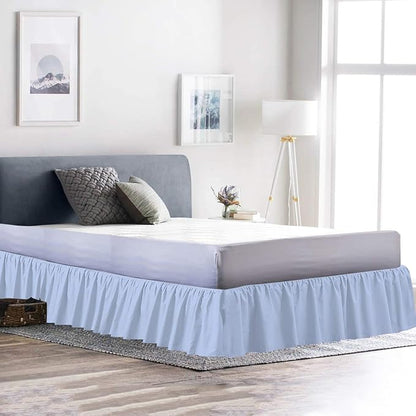 Bed Skirt - Ruffled Bed Skirt (RV Bunk 42X80, Light Blue) 12 Inch Drop Dust Ruffle with Platform, 100% Cotton 800 Thread Count Fabric - Dust Ruffle Bedskirt for Easy Fitting and Easy Care