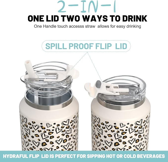 Hydraful 64 oz Tumbler with Handle and Straw
