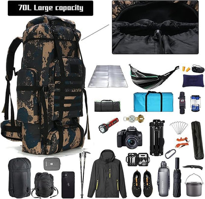 Hiking Backpack for Men 70L/100L Camping Backpack Military Rucksack Molle 3 Days Assault Pack for Climbing