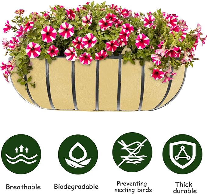 3PCS 30 Inch Planter Basket Liners Fabric Window Box Liners Felt Trough Planter