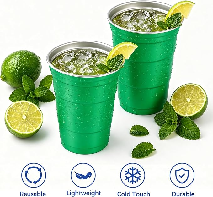 16oz Aluminum Cups Reusable Metal Party Cup
