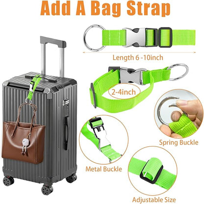 BILIONE 3Pcs Luggage Straps Set - 2 Suitcase Straps 70'' Long and 1 Add A Bag Strap, Adjustable Luggage Identifiers Nylon Travel Belt
