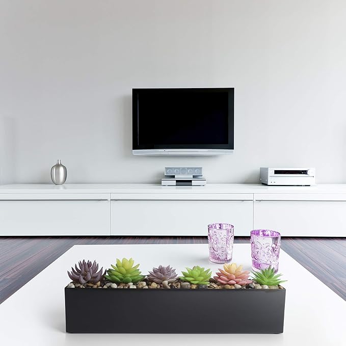 DR&Co Modern Black Trough Rectangular Planter, 16“ Metal Window Planter Box