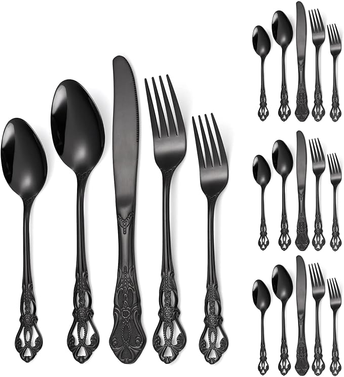 Black Silverware Royal Flatware Set