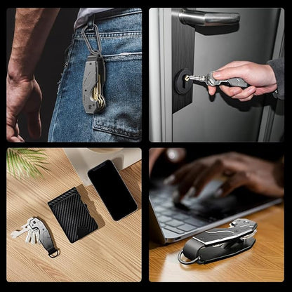 Zeeker Compact Key Organizer Keychain with Built-in Tools – Holds 1-6 Keys, Includes Bottle Opener, Hex Wrench, and Serrated Cutter – Minimalist Key Holder for Men and Women (Grey)