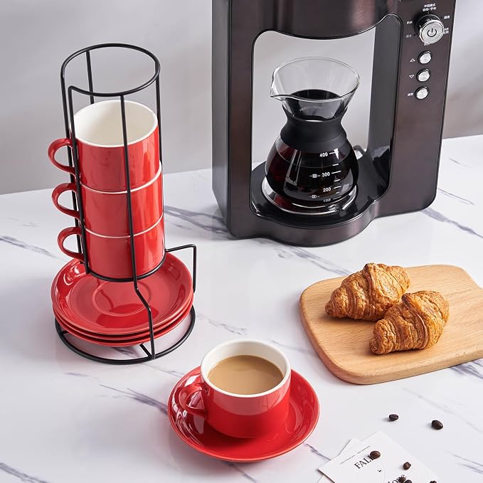 YOLIFE 8oz Porcelain Stackable Cappuccino Cups