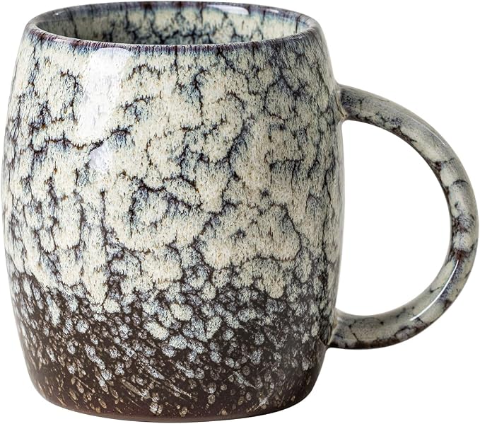 Ivory Nebula Ceramic Coffee Mug - 14 oz Unique Reactive Glaze Coffee Cup