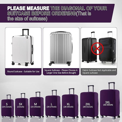 Travel Luggage Cover Suitcase Protector Scratch-Resistant Fit 19-31 Inch Suitcase, Not Included Suitcase (Purple, SX(22-23 inch))