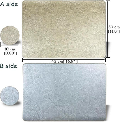 Semi-Gloss Placemats and Coasters Sets, Imitation Leather Effect Placemats Set