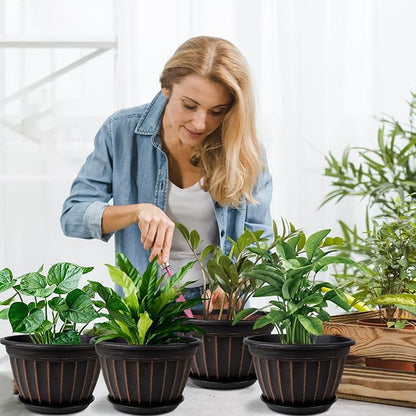 FGstyle 10 Inch Plants Pot, 4 Pack Flower Pots, Planters Pot