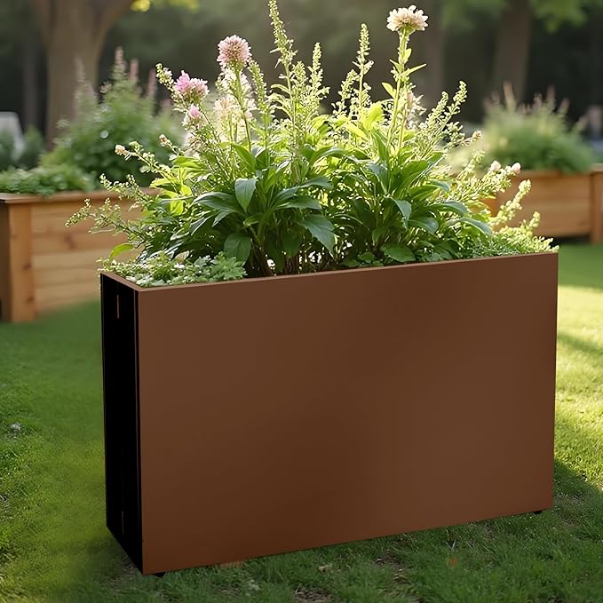 Galvanized Steel Planter Box-No Installation Required Metal Rectangular Block