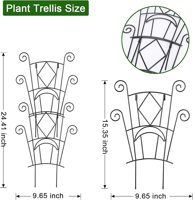 Stackable Plant Support Stakes, 2 Pack Metal Twig Plants Trellis