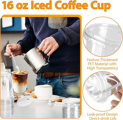 100 Sets 16 oz Clear Plastic Cups