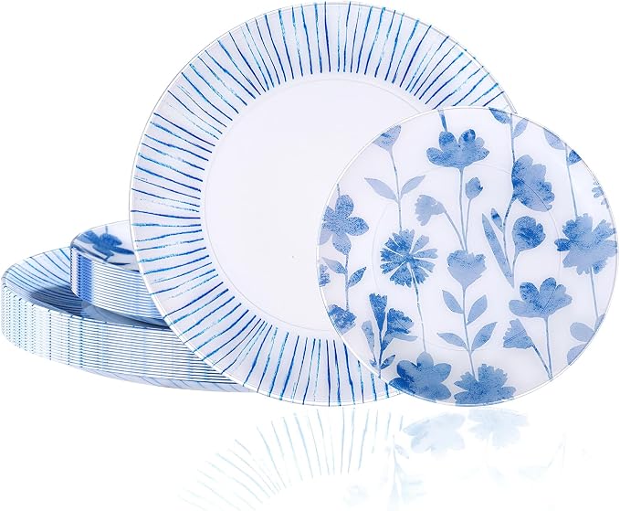 U-QE 20Pcs Blue Plastic Plates