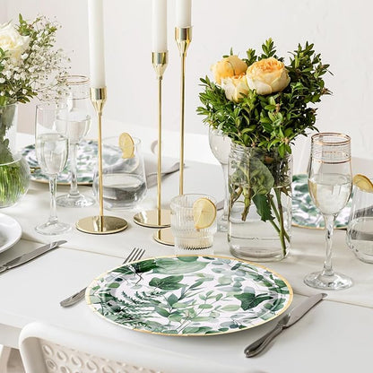 WRAPAHOLIC 25Pcs Eucalyptus Paper Plates
