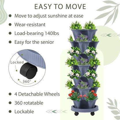 Umigy 2 Set of 7 Tier Vertical Planter Stackable Tower Planters Strawberry Herb