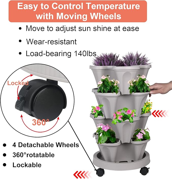DUNCHATY Stackable Planter, Vertical Garden Planter