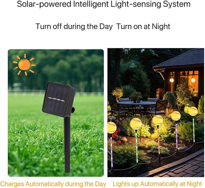Solar Lights Outdoor, Baseball Theme LED Stake Light