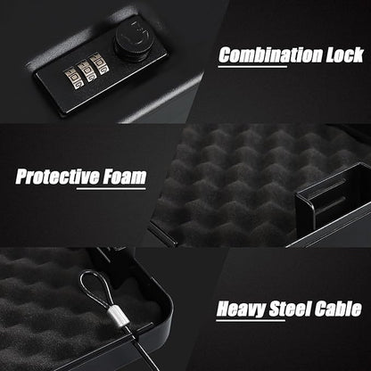 Dalmbox Gun Safe for Pistols Small Handgun Lock Box with Combination Lock Portable Travel Pistol Safe for Car, Home, Travel