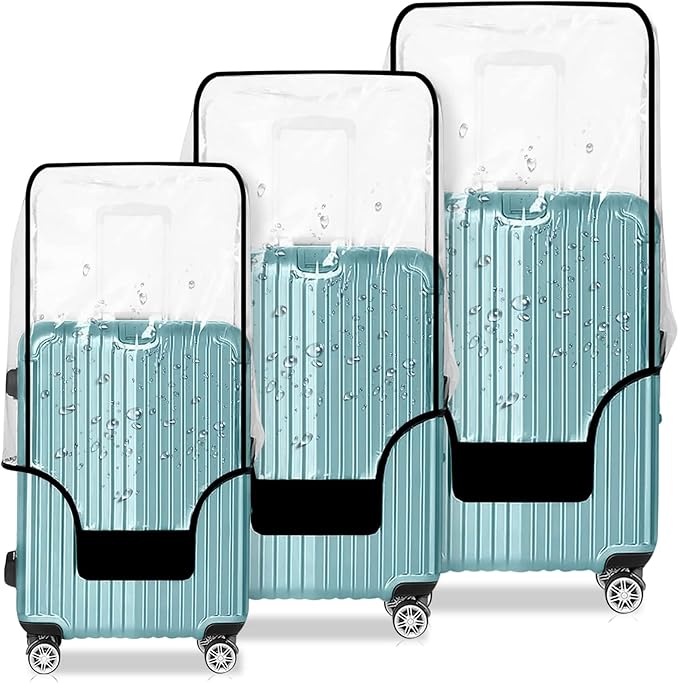 3 PCS Thicken Clear PVC Luggage Cover Protectors for TSA Approved 20" 24" 28" suitcase covers for luggage,Waterproof Dustproof Anti-scratch Travel Suitcase Cover Set