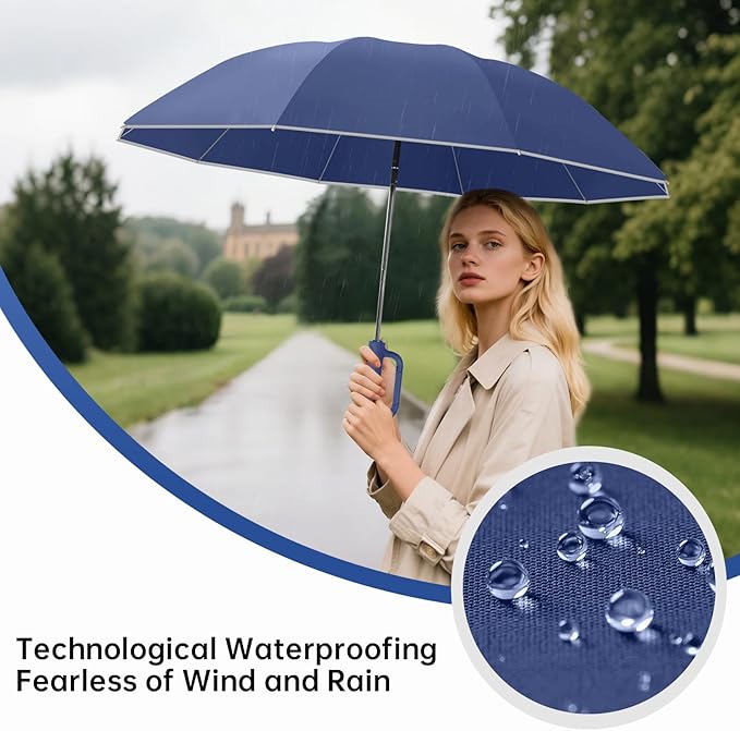Portable Travel Umbrella, compact, durable, and windproof, reverse folding umbrella with safety reflective ring design, suitable for car and outdoor travel