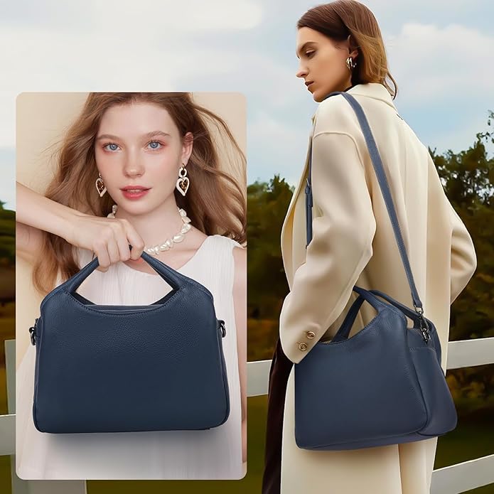 KOGTLA Genuine Leather Purses for Women, Crossbody Shoulder Bags with Top-Handle, Tote Satchel Handbags