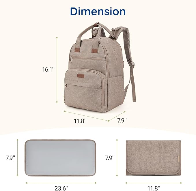 mommore Diaper Bag Expandable Large Baby Bag for 2 Kids/Twins with Wet&Dry Pocket, Travel Diaper Backpack for Mom Dad, Changing Pad, Luggage Strap
