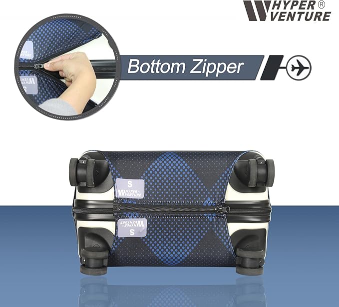 HYPER VENTURE Washable Luggage Cover - Fashion Suitcase Protector Fits 18-22 Inch Luggage (Blue Cube, S)