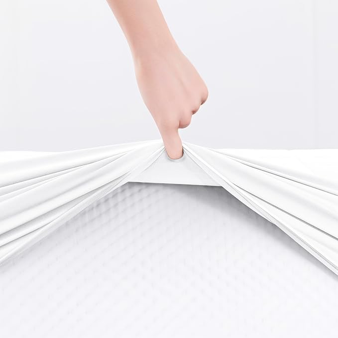Hearth & Harbor California King Size Quilted Fitted Mattress Pad Cover, 100% Waterproof Mattress Protectors, Deep Pocket Fitted Mattress Cover 8" - 21" (72" x 84", White)