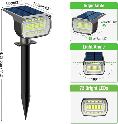 nipify 4 Pack Solar Spot Lights Outdoor, Solar Powered Waterproof Spotlight