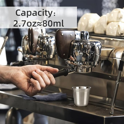 RECAPS 80ml Stainless Steel Espresso Cups Set | 2 Pack Double Wall 304