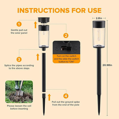 UME 8 Pack Solar Pathway Lights Outdoor, Bright Solar Garden Lights