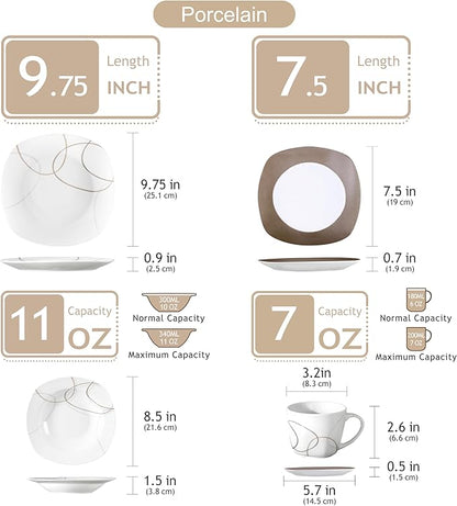 VEWEET 30 PCS Ceramic Dinnerware Sets