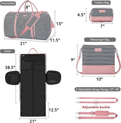 Convertible Garment Duffel Bag for Travel - Carry On Garment Bags With Toiletry Bag Large Weekender Bag for Men Women 2 in 1 Hanging Suitcase Suit Travel Duffel Overnight Bags 4pcs Set