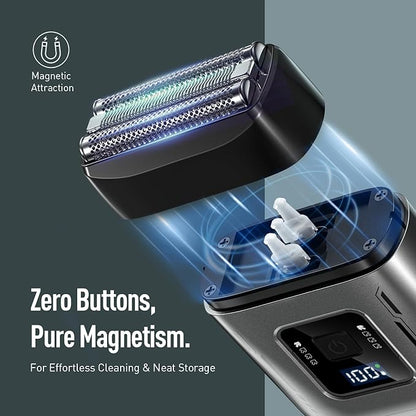 Professional Foil Shaver for Men: Cordless Electric Razor with High-Speed Dual Blades, Rechargeable USB-C, IPX6 Travel-Friendly/Home Use & Waterproof