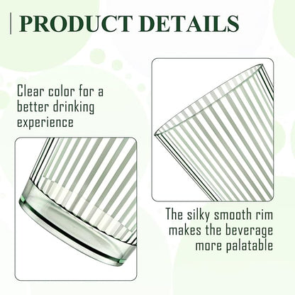 24 PCS Plastic Ribbed Drinking Glasses Green 10oz Vintage Ripple Stemless Wine