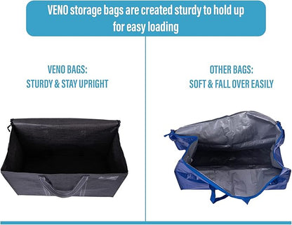 VENO 8 Pack Moving Bags, Heavy Duty, Moving Boxes Alternative, Packing Storage Supplies for Dorm Room Essentials with Zipper for Clothes, Extra Large Totes for Packaging (Dark Gray, 8 Pack)