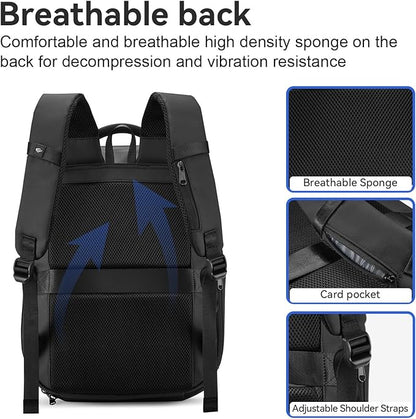 SOKOK Carry On Travel Backpack Waterproof Business Backpack Expandable with Laptop Compartment and Charging, Hardshell Computer Backpack for Men and Women, Graphite