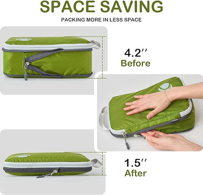 Cipway Compression Packing Cubes, Ultralight Luggage Organizer Bags, Travel Essentials for Carry on Suitcase (3 Piece,Green)