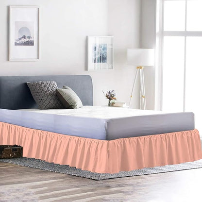 Ruffled Bed Skirt (Olympic Queen, Peach) 18 Inch Drop Dust Ruffle with Platform, 100% Cotton 600 Thread Count Fabric, Gathered Styling, Available in All Bed Sizes and 23 Colors - Bedskirt