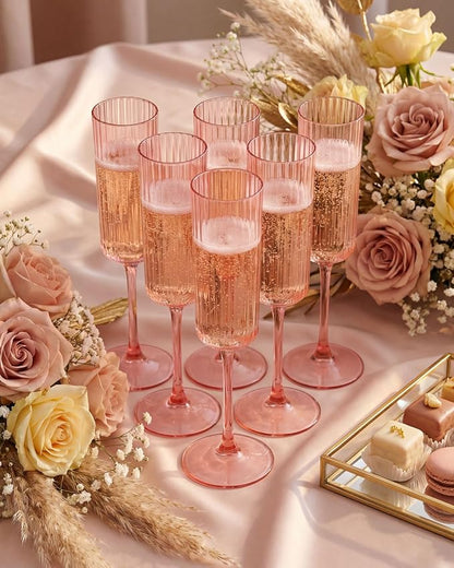 Ciaell 24 Pack Pink Plastic Champagne Flutes