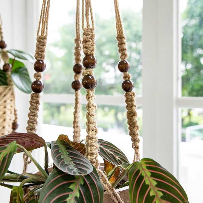 Mkono 3 Pack Macrame Plant Hangers Indoor Different Size Hanging Planter Basket