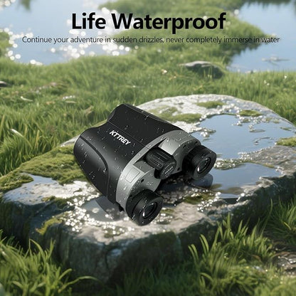 10x25 Compact Binoculars for Adults and Kids, Small High Powered Binoculars with Low Light Vision for Bird Watching, Hunting, Hiking, Cruise and Travel, Includes Carrying Bag